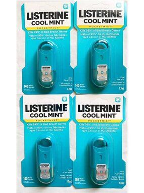 Listerine Pocketmist Oral Care Mist Cool Mint 4 Pack 140 Sprays Each